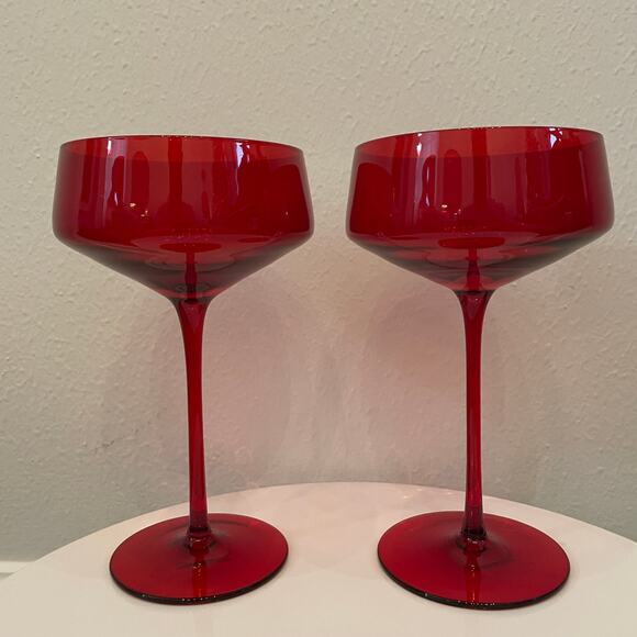 4pc Valentine Red Coupe Glasses 10oz  Holiday Cocktail Champagne Glassware New - Picture 14 of 16